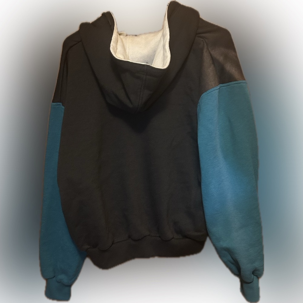 Nike Black and White Zippered Hoodie vintage color block - Picture 2 of 4